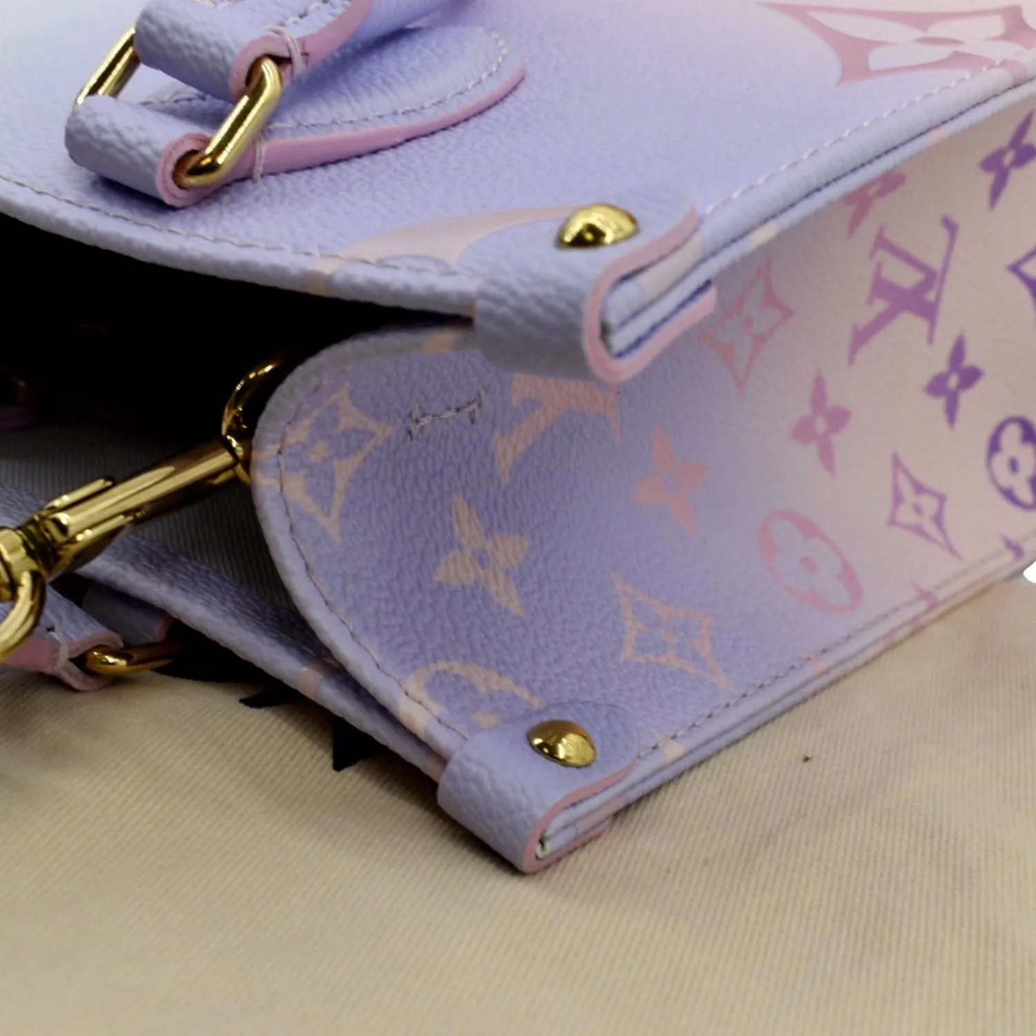 LOUIS VUITTON Onthego PM Monogram Coated Canvas Tote Sunrise Pastel