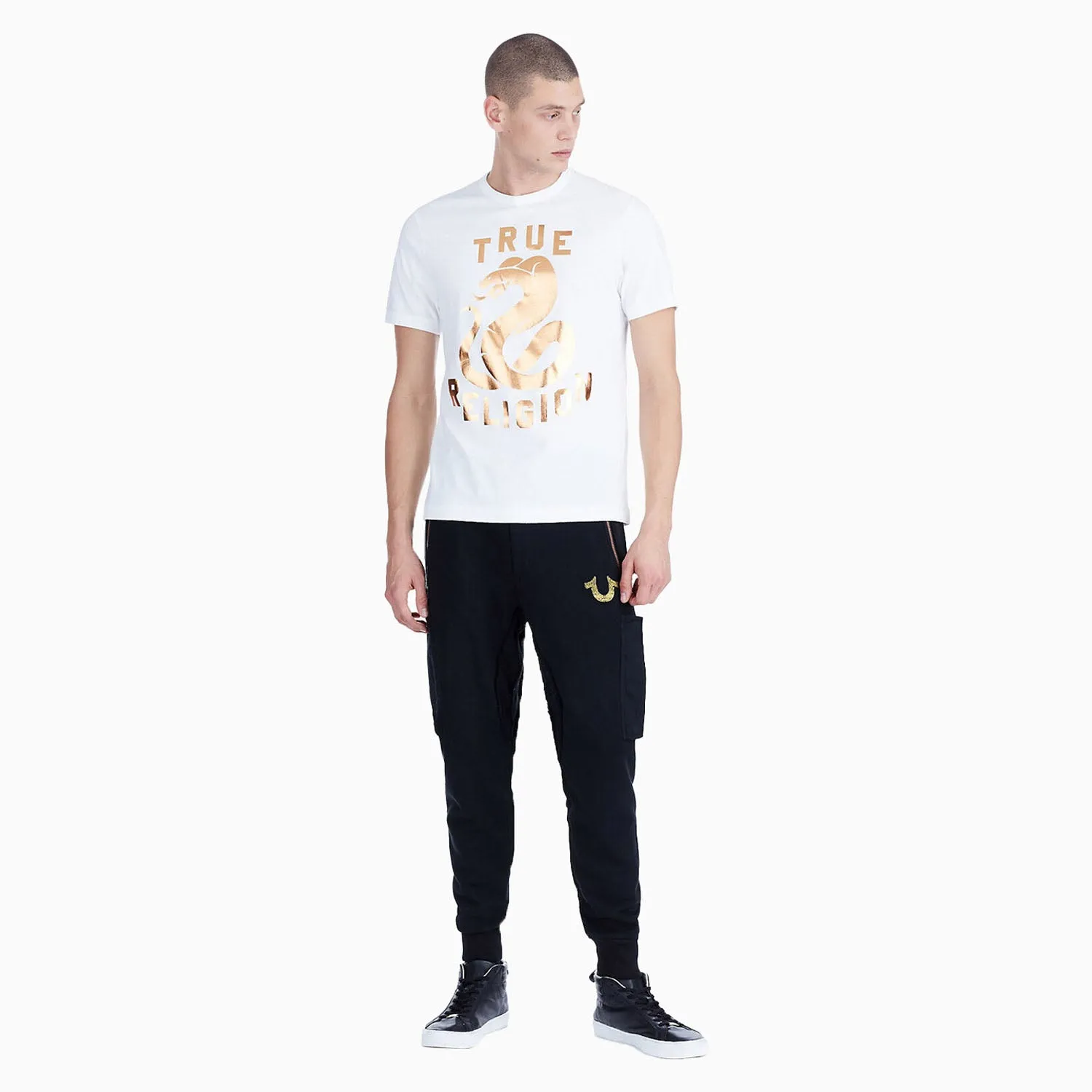 Men's Copper Snake Metallic Foil Print T Shirt