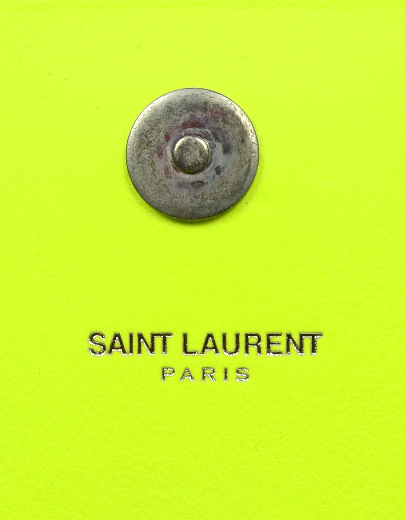 Saint Laurent Neon Yellow Smooth Leather Classic Monogram Cassandre Clutch Bag
