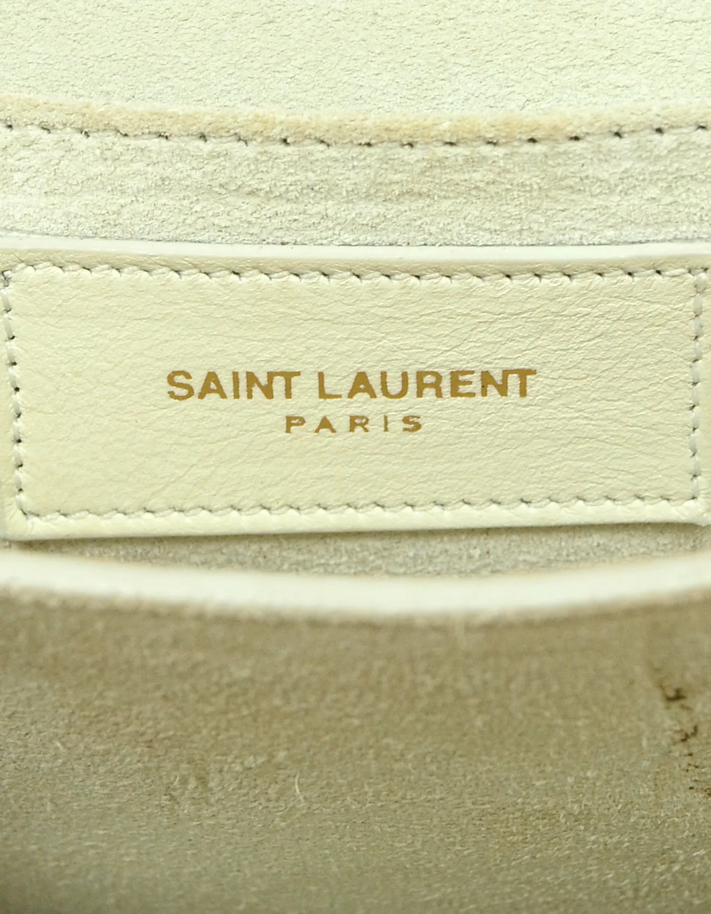Saint Laurent White Leather Y-Ligne Mini Pochette Crossbody Bag